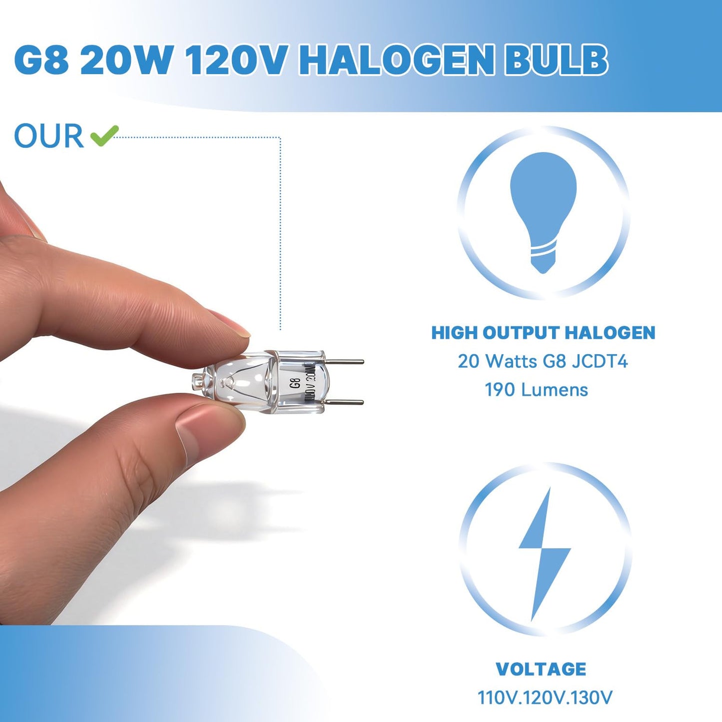 BuiBettFu G8 Halogen Light Bulbs 20W Dimmable 120V Under Cabinet Lighting for Microwave Oven Replacements,for Candle Warmer Light Bulbs, Wax melt