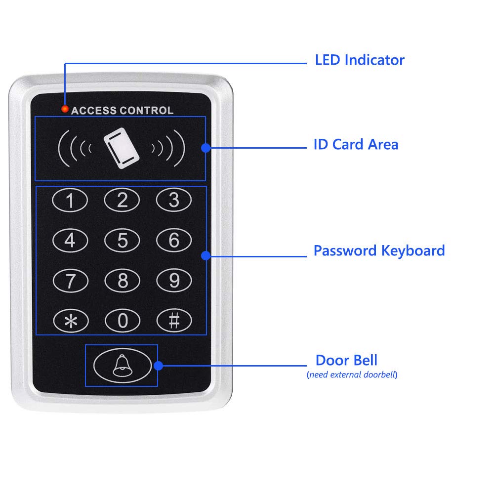 AMOCAM Door Access Control System, Stand-Alone Password Keypad + 5PCS Key Fobs Keychains for Entry Home Security Access Controller
