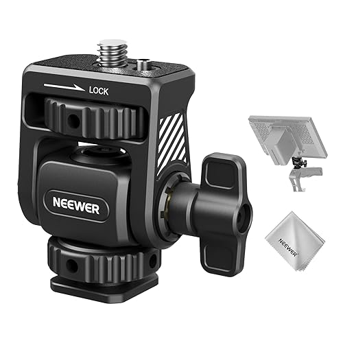 NEEWER Field Monitor Mount Holder with Cold Shoe Adapter 360 Swivel 180 Tilt Anti Twist Screw/Cleaning Cloth, Compatible with Atomos Ninja 5"/7"