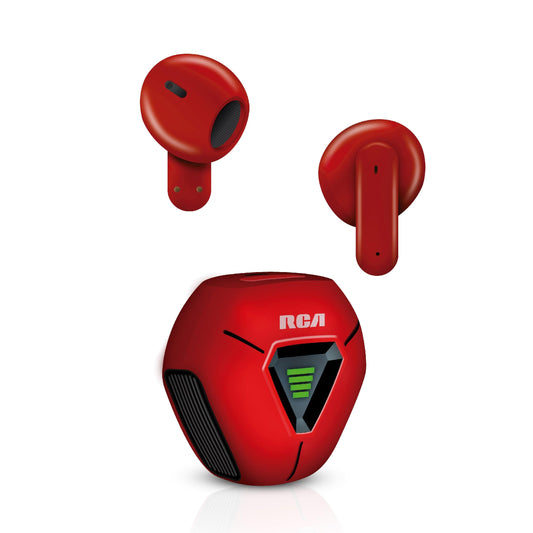 RCA Wave-78 True Wireless Earbuds, Bluetooth 5.2 Headphones with Microphone, Charging Case, 20H Playtime, Hi-Res Audio, Sweat Resistant, Compact