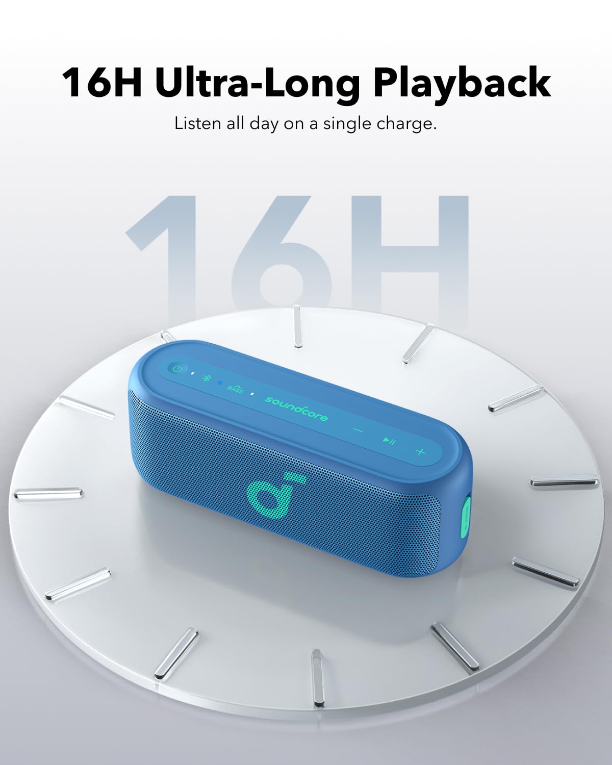 Soundcore Select 2S, Portable Bluetooth Speaker with 20W Stereo Sound, BassUp Technology, 16-Hour Playtime, Wireless Stereo Pairing, and IPX7
