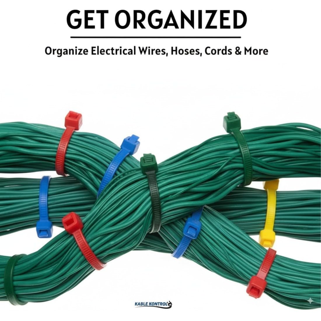 Kable Kontrol Zip Ties Assorted Sizes 650 Pcs Variety Pack Kit, 4+8+11 Inch Zipties Multi Pack Cable Tie Wraps, UV Resistant Nylon Wire Ties,