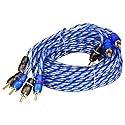 Rockville RTR124 12ft 4-Channel Twisted Pair RCA Cable, 100% Copper, Split Pin, Low Noise, Durable, for Car Audio and Home Theater