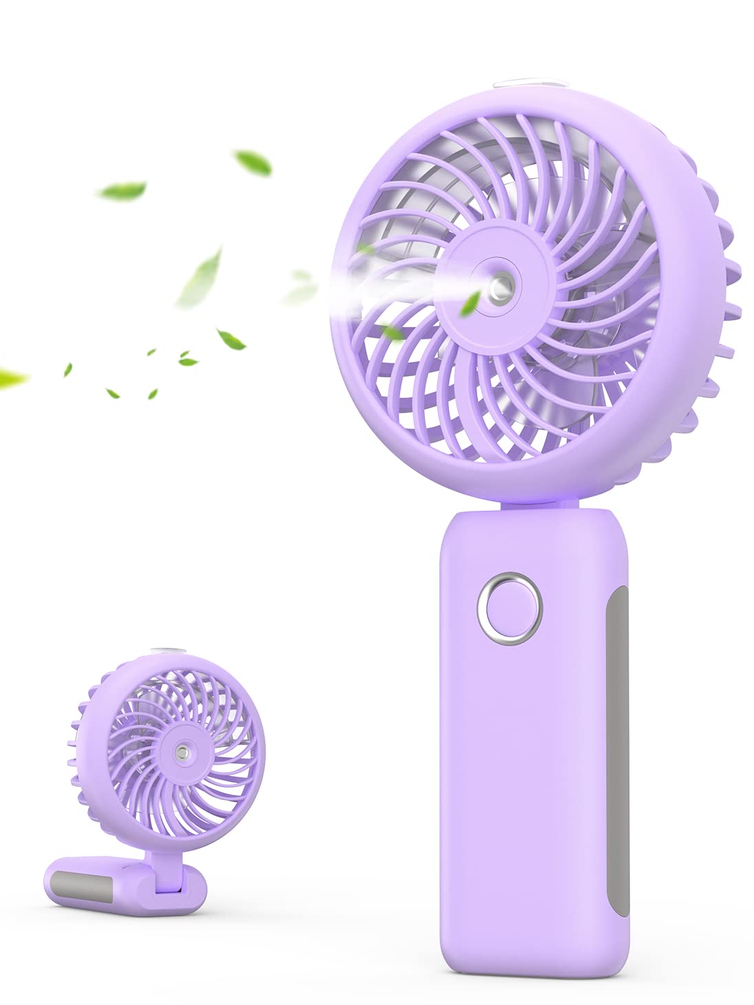 RNKRUN Portable Handheld Misting Fan, USB Rechargeable, Foldable with Water Tank, 3 Speeds, for Travel and Outdoors (purple)