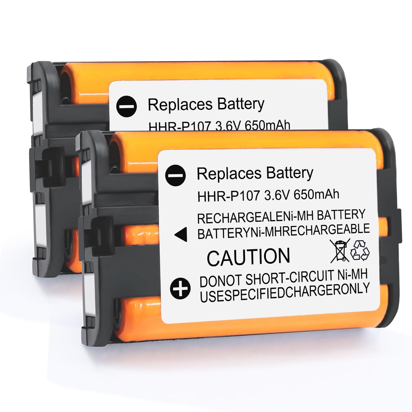 EOCIK 2PACK HHR-P107 NI-MH Rechargeable Battery 3.6V 650mAh Replacement Batteries for Panasonic Cordless Phone