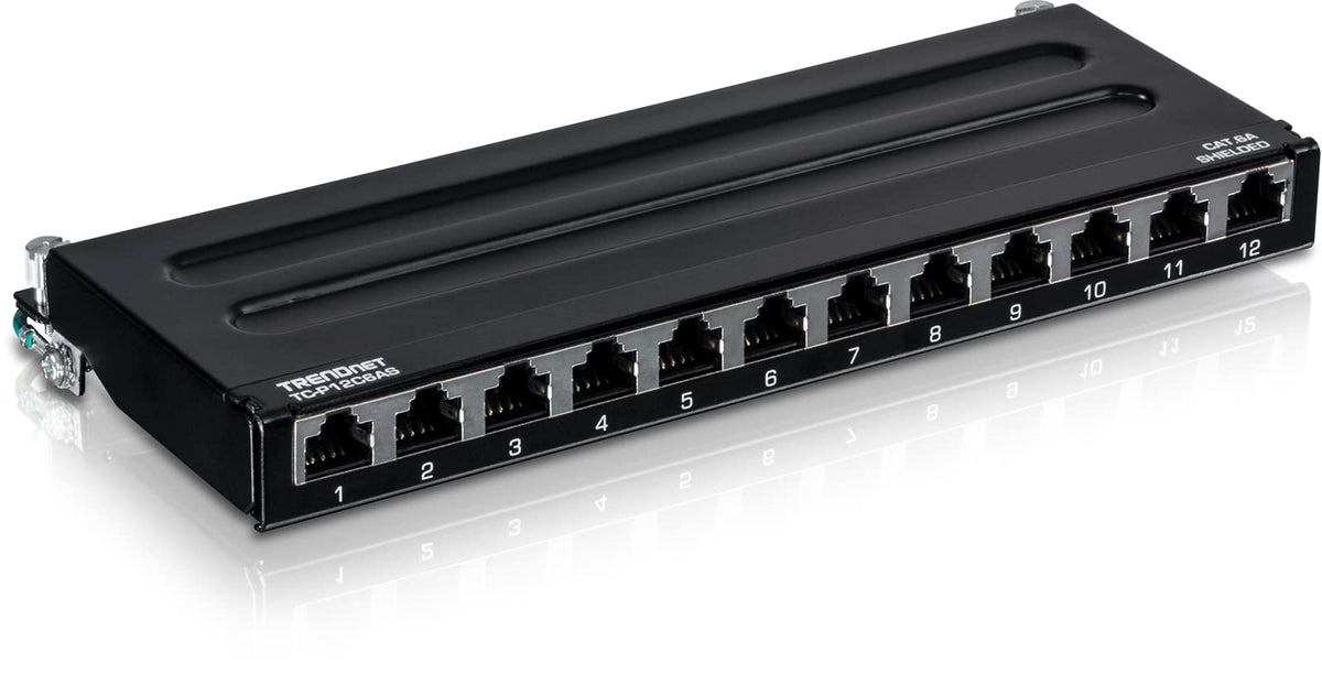 TRENDnet 12-Port Cat6A Shielded Patch Panel, 10G Ready,TC-P12C6AS