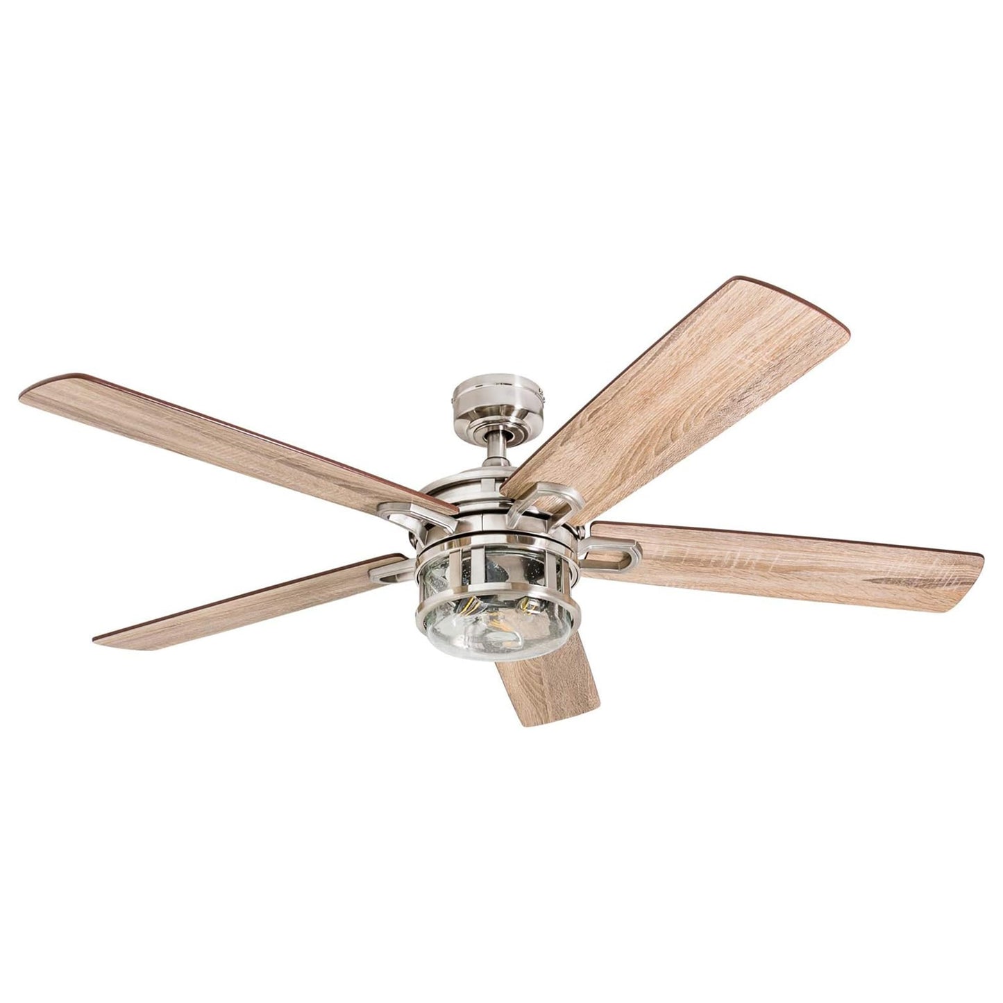 Honeywell Ceiling Fans Bonterra Modern 52 Inch Ceiling Fan with Light, Remote Control, LED Indoor Fan with 5 Blades, Light Brown Pine and Brown