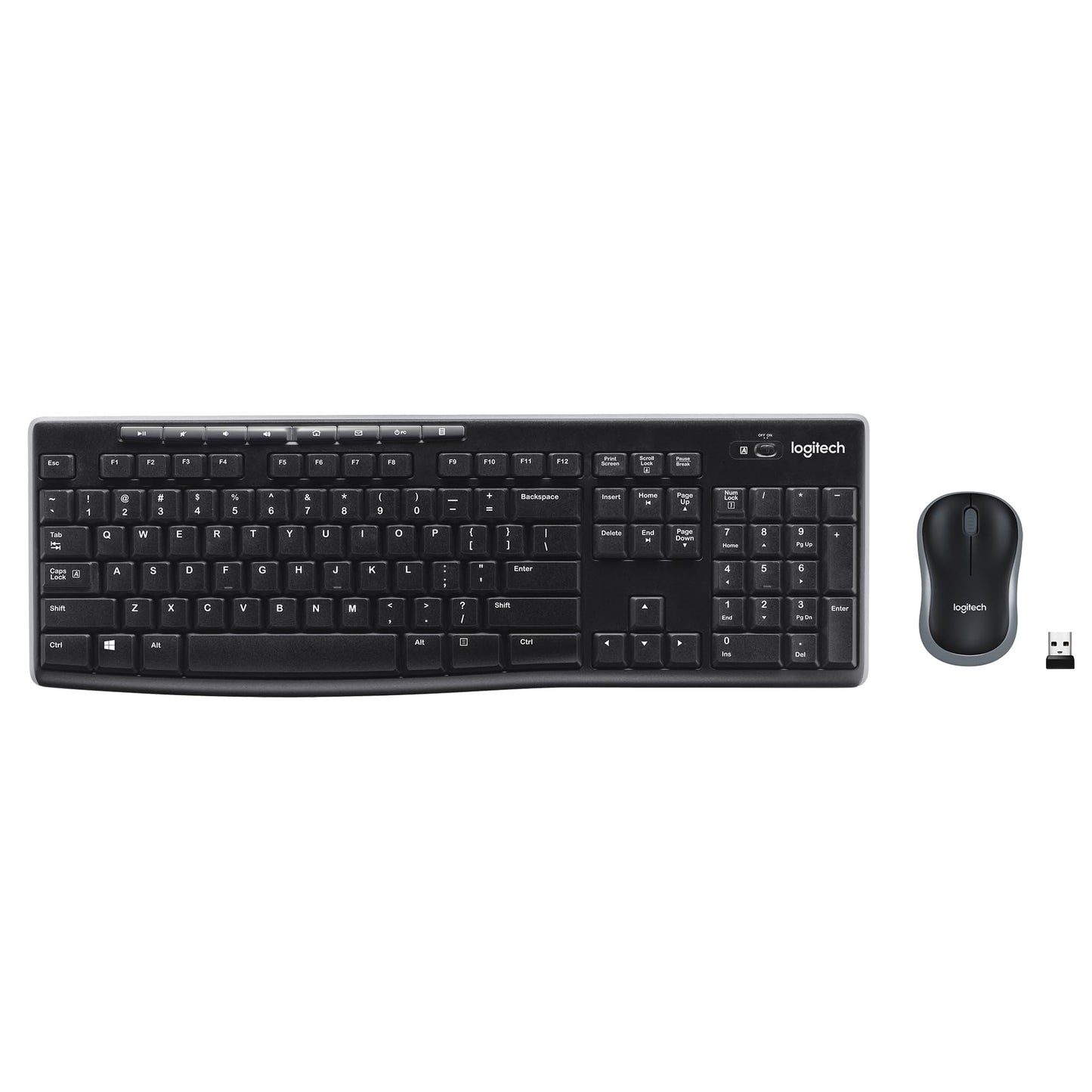 Logitech MK270 Wireless Keyboard and Mouse Combo for Windows, 2.4 GHz Wireless, Compact Mouse, 8 Multimedia and Shortcut Keys, 2-Year Battery Life