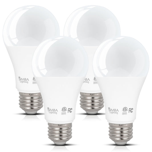 Simba Lighting LED A19 12W 120V ETL Listed Light Bulbs E26, 2700K, 4 Pack