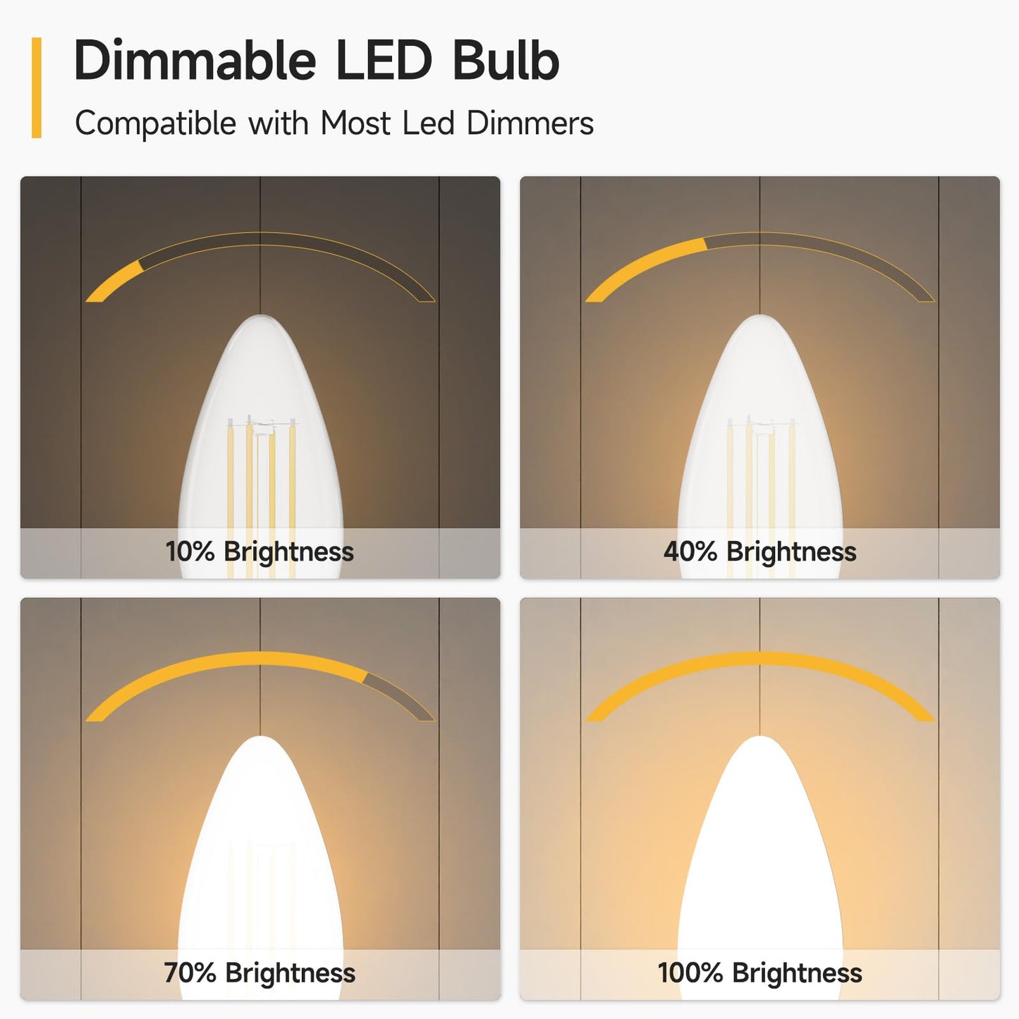SHINESTAR Dimmable E12 Candelabra LED Light Bulbs, 60W Equivalent, 5.5W B11 Vintage Chandelier Light Bulbs, 2700K Warm White, Filament Clear Glass