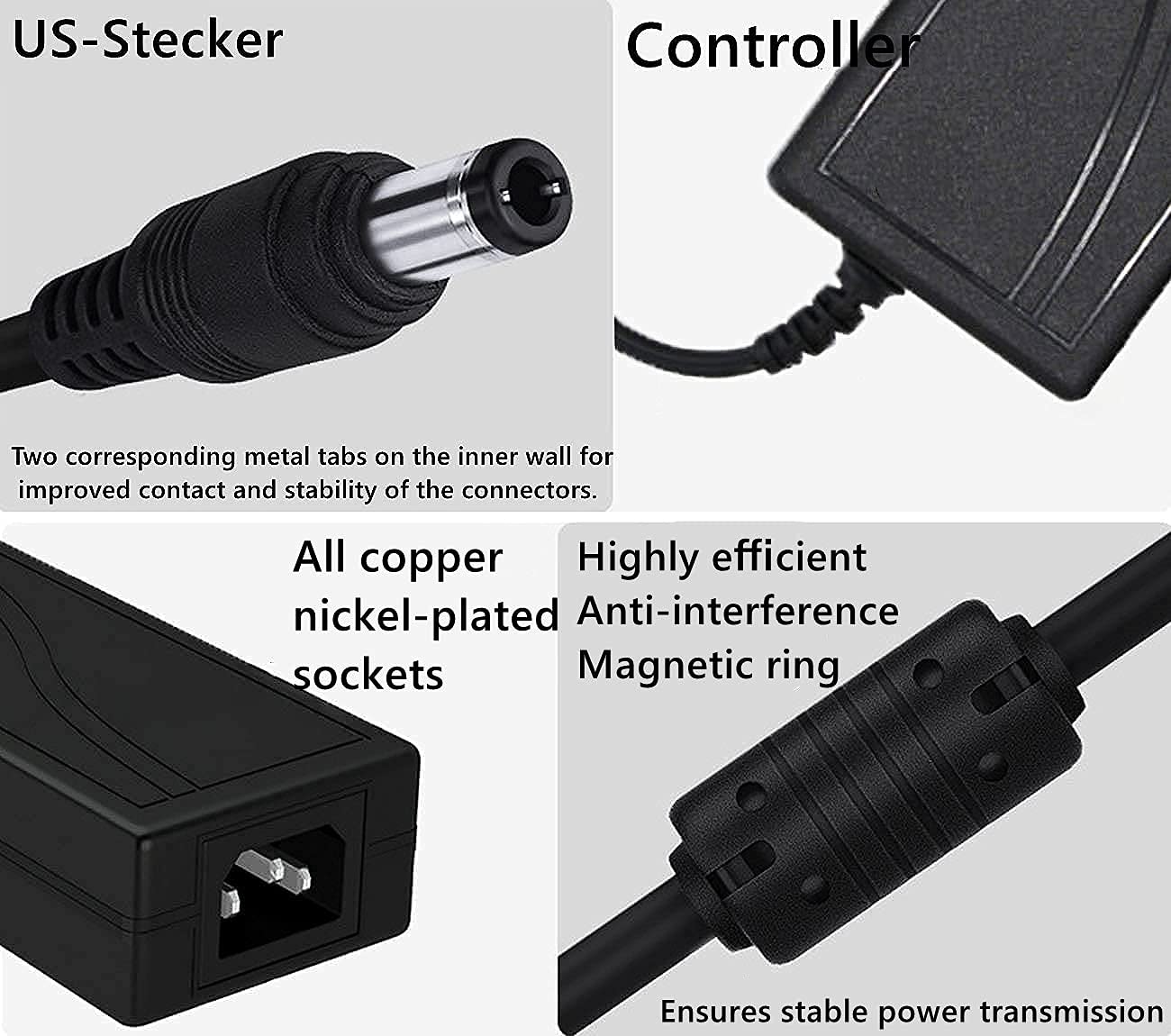 Auplf 24V 6A 144W AC Power Supply Adapter, 100-240V AC to DC, 5.5mm x 2.1mm DC Plug, for LED Strip Lights, CCTV Cameras, Other 24V Devices