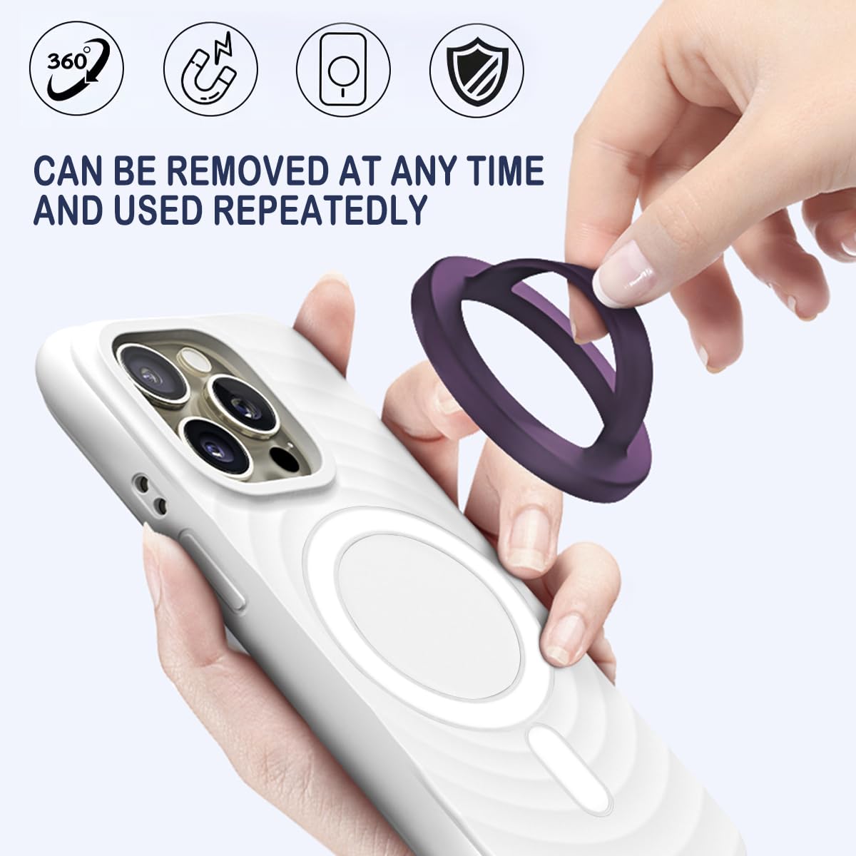 Silicone Magnetic Phone Grip - Finger Loop Design Ring for iPhone Back Magnet Phone Holder Compatible with Magnetic Case