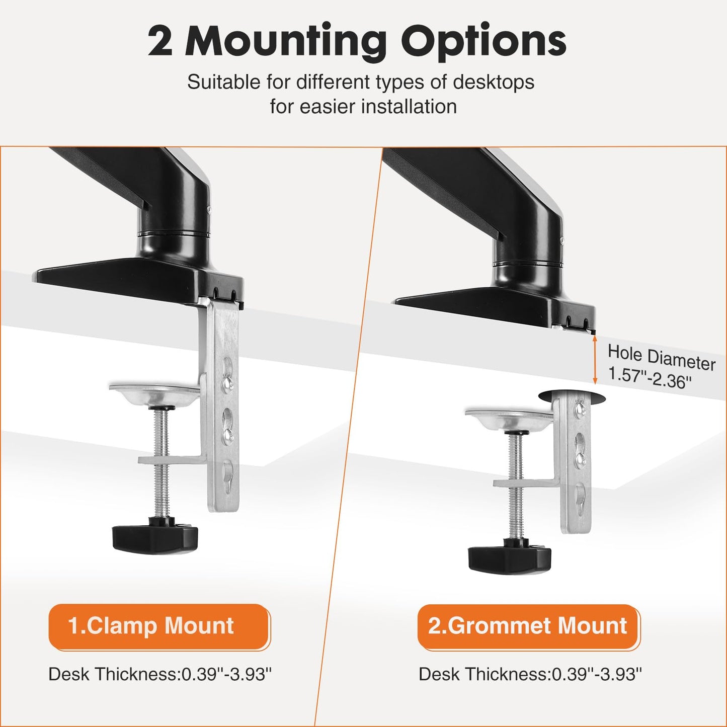 GlasFlength Single Monitor Arm for Desk Mount, Portable Computer Monitor Mount, Fully Adjustable Monitor Stand Fits 15-27 Inch Monitors, Weight