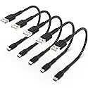 Short Micro USB Cable 1ft [5 Pack] USB 2.0 Micro USB Charging Cable Android Charger Cord for Samsung Galaxy S7 Edge S6 J7 Note 5 LG Kindle Sony PS4 TV