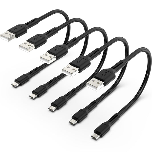 Short Micro USB Cable 1ft [5 Pack] USB 2.0 Micro USB Charging Cable Android Charger Cord for Samsung Galaxy S7 Edge S6 J7 Note 5 LG Kindle Sony PS4 TV