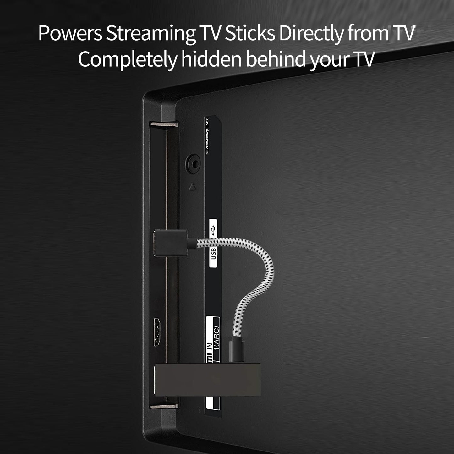 USB Power Cable for Fire Stick, Adapter Cord Plug Replacement, Powers Amazon FireStick Directly from TV USB Port, Eliminates The Need for a Charger