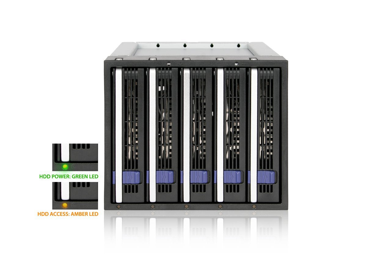 ICY Dock FatCage MB155SP-B 5 Bay EZ-Tray 3.5" SATA Hard Drive Hot-Swap Backplane Cage in 3X 5.25 Bay