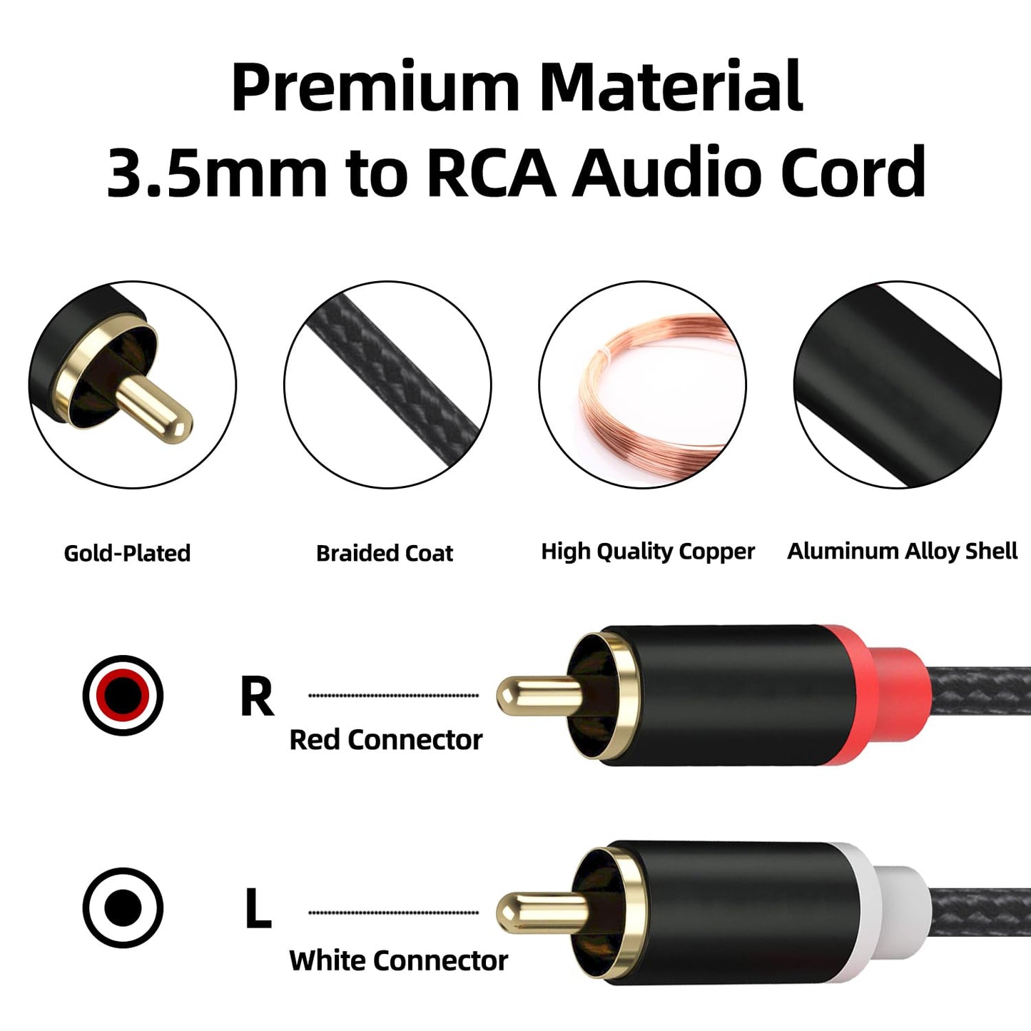 Froggen 3.5mm Female to 2 RCA Male Stereo Cable, 3.5mm to RCA Bi-Directional AUX Auxiliary Y Cable Gold Plated Adapter Compatible for TV,Smartphones