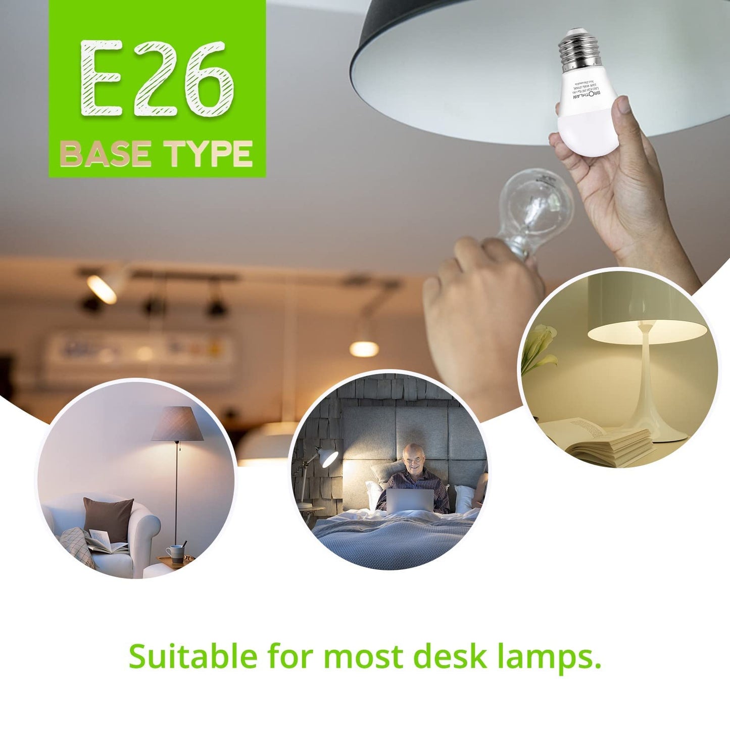 Brothlaw 25 Watt Equivalent Light Bulbs, A15 LED Light 3W E26 Base 2700K Warm White Low watt Light Bulbs,Nightstand Light Bulb, Table Lamp Bulb, 4