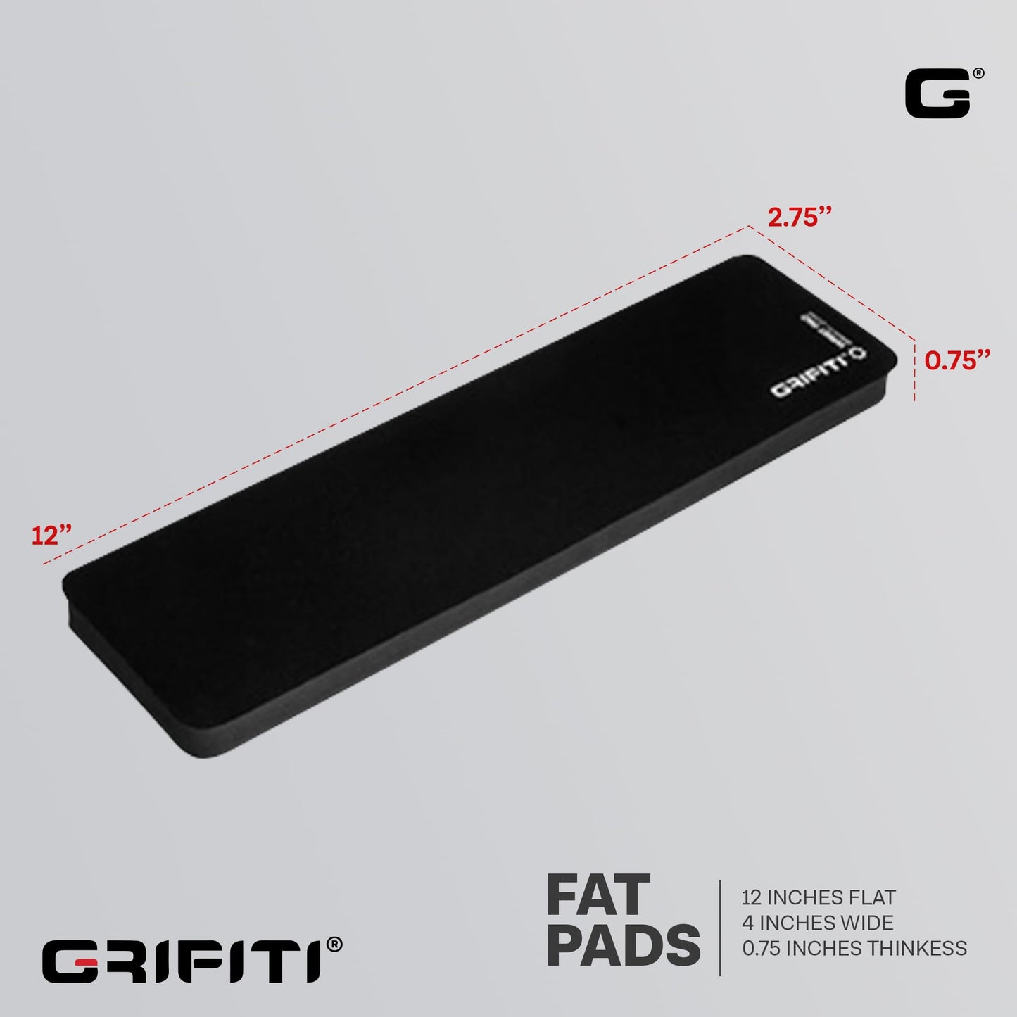 Grifiti Fat Wrist Pad 12" x 2.75” x 0.75" Inch Keyboard Rest Thick Small Ergonomic Computer Keyboards Hand & Palm Wrists Rests Support Carpal Tunnel
