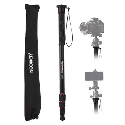 NEEWER 66.5" Camera Monopod Stand, Lightweight Aluminum Travel Selfie Stick for DSLR Camcorder Photography & Video Recording, 1/4" & 3/8" Screw