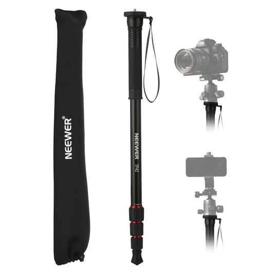 NEEWER 66.5" Camera Monopod Stand, Lightweight Aluminum Travel Selfie Stick for DSLR Camcorder Photography & Video Recording, 1/4" & 3/8" Screw