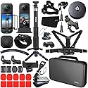 Accessories Kit for Insta360 X5 / X4 Camera Mount Bundle with Magnetic Mount Carrying Case, Selfie Stick, Tripod, Chest Strap,Bike Clamp,Screen