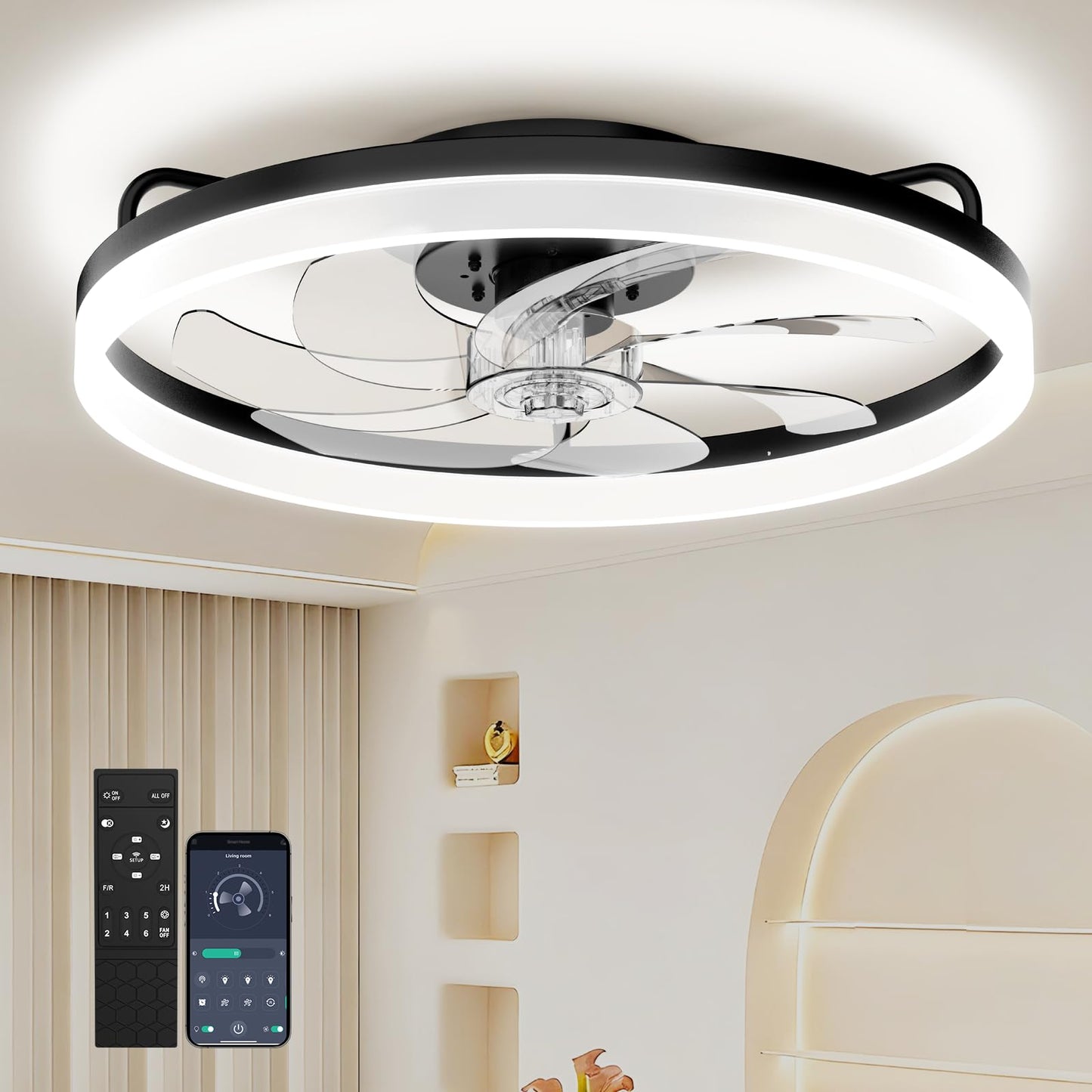 20 Inch Ceiling Fan Light with Lights and Remote, Easy Install Ceiling Fans