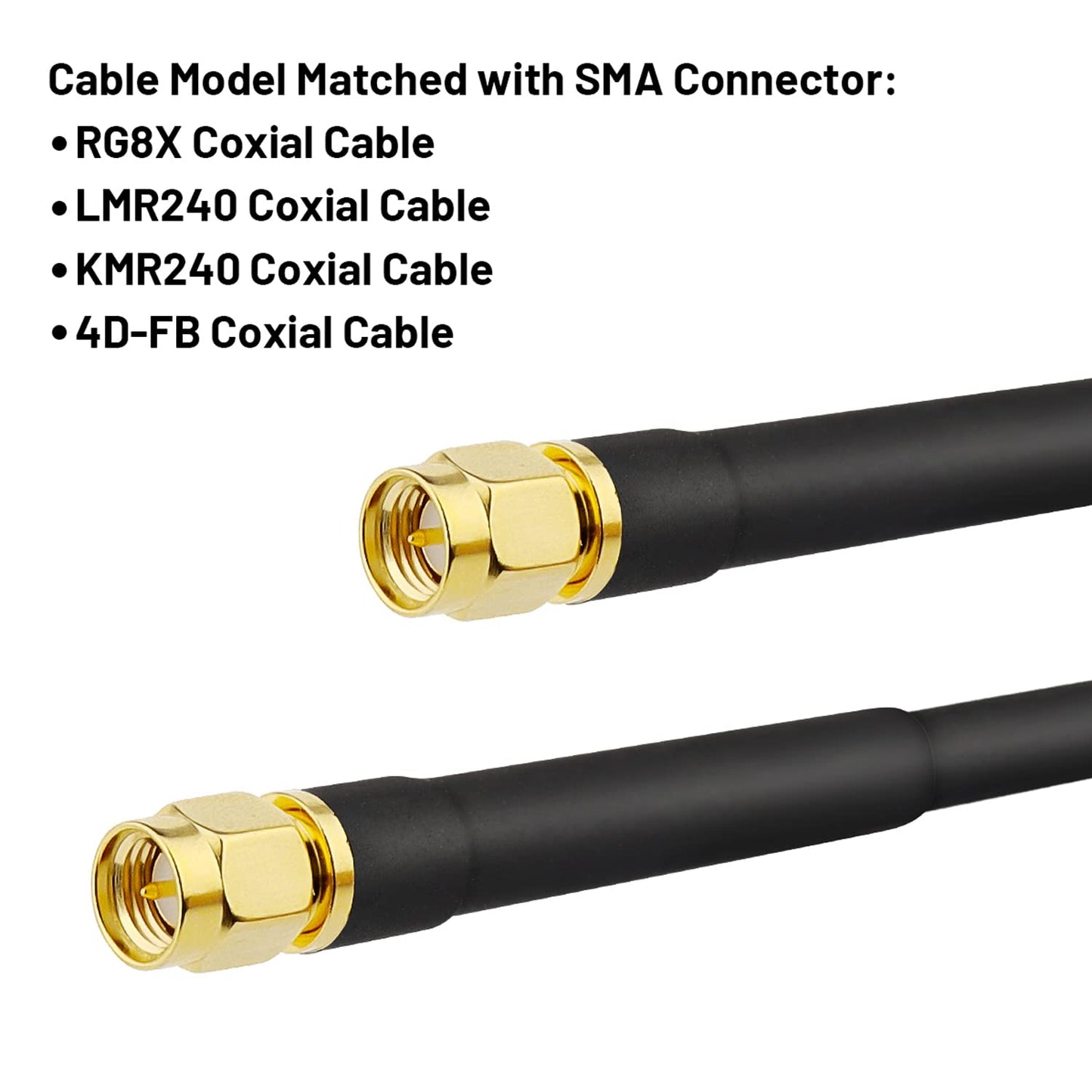 MOOKEERF SMA Male Crimp Connector, SMA Male Plug Crimp Connector for RG8X,LMR240, KMR240,4D-FB,CNT240, RG8 mini Coax Cable (Pack of 10)