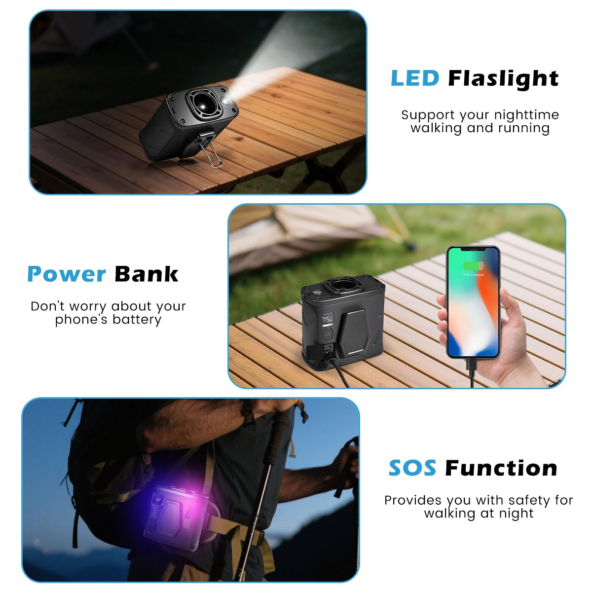 Aloelcap 10000mAh Portable Waist Fan Clip on Wearable Belt Personal Fan Rechargeable Battery operated (black)