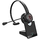 Delton Noise Canceling Bluetooth Computer Headset with Charging Dock, Wireless Headset for Laptop/PC/iMac/Tablet/Smartphones, Compatible with MS…