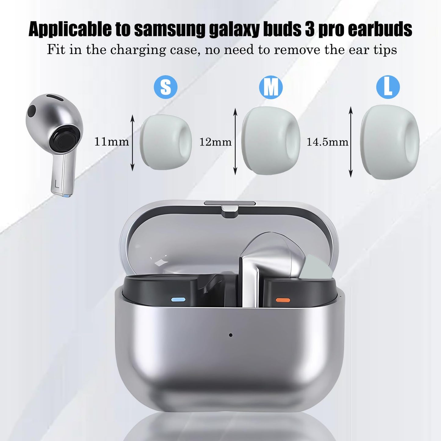 Replacement Earbuds Tips Silicone Ear Tips Compatible with Samsung Galaxy Buds 3 Pro Earbuds SML Size 3 Pairs White