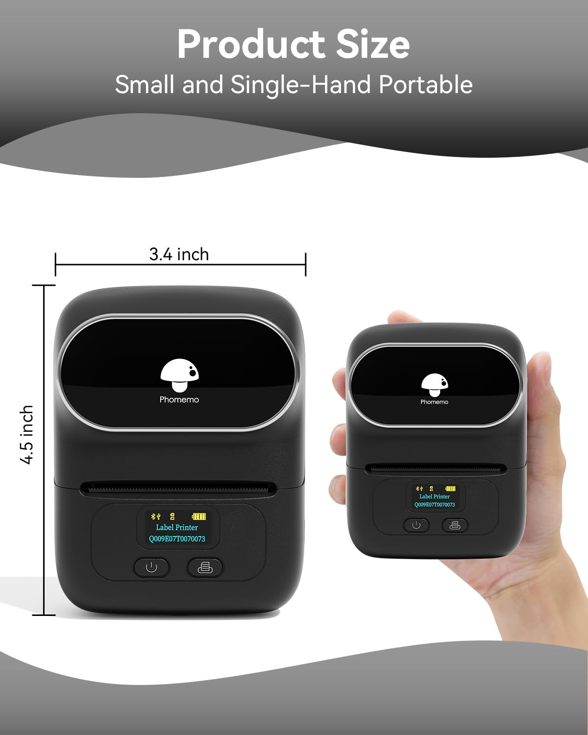 Phomemo Label Printer M110 Upgraded Label Maker Bluetooth No Ink Portable for Small Business, Address, Office, Home for Phone; for PC/Mac(USB),