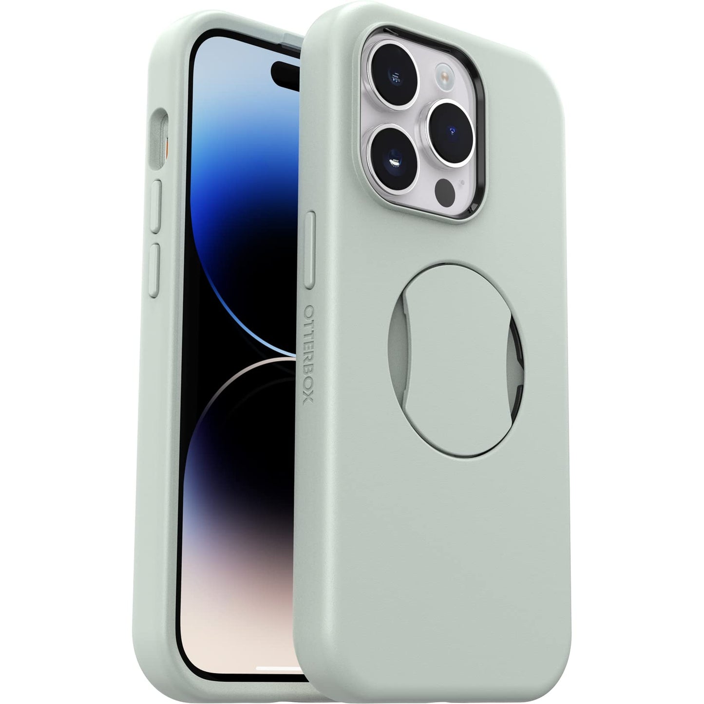 OtterBox iPhone 14 Pro (Only) OtterGrip Symmetry Series Case - CHILL Out (Green), Built-in Grip, Sleek case, Snaps to MagSafe, Raised Edges Protect