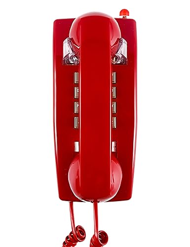 HTMengt Traditional Red Wall Phones for Landline Mechanical Ringing, Classic 2554 Wall Telephone Ringing Indicator, Retro Wall Phone Hearing Aid, Old