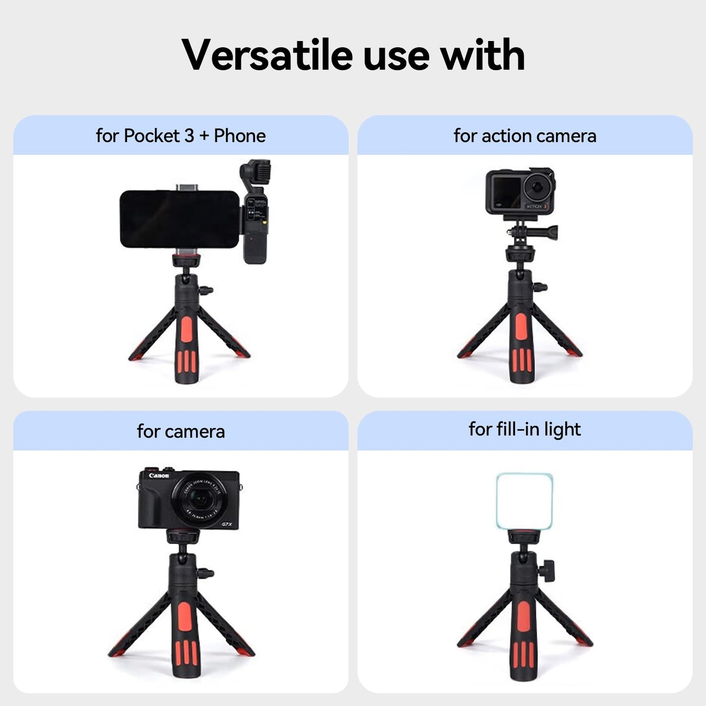 YINGSHIJIANG Lightweight Mini Tripod for Camera/Phone/Webcam & Selfie Stick(18-45cm), 360° Phone Clip & Cold Shoe Mounts -