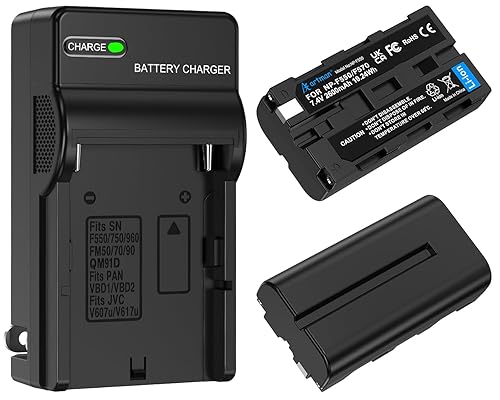 Artman NP-F550 Battery 2-Pack and Wall Charger for Sony NP F550, F530, F970, F960, F770, F750, F330, CCD-SC55, TR516, TR716, TR818, TR910, TR917