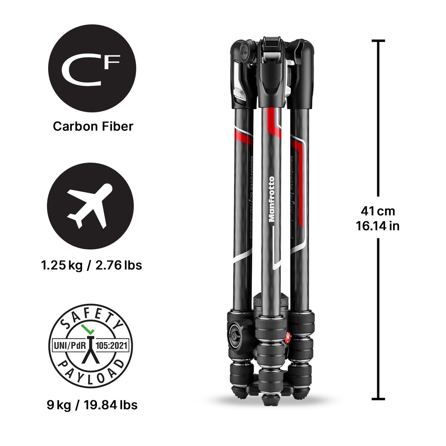 Manfrotto Befree Advanced Twist Camera Tripod Kit, Travel Tripod Kit with Fluid Head and Twist Closure, Portable and Compact, Carbon Camera Tripod