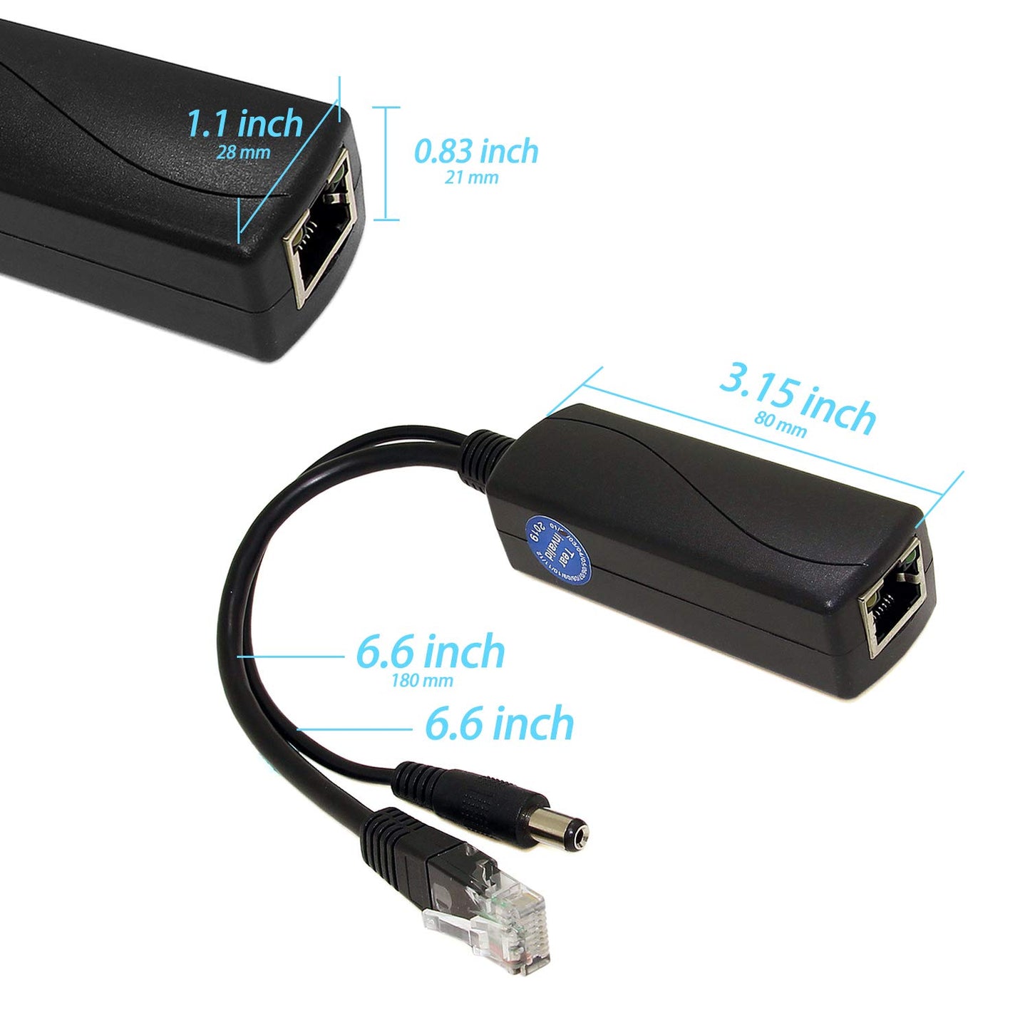 Gigabit PoE Splitter 12V 1A Output, IEEE 802.3af Standard Compliant 10, 100, 1000Mbps Power Over Ethernet Splitter Adapter for Security Camera CCTV