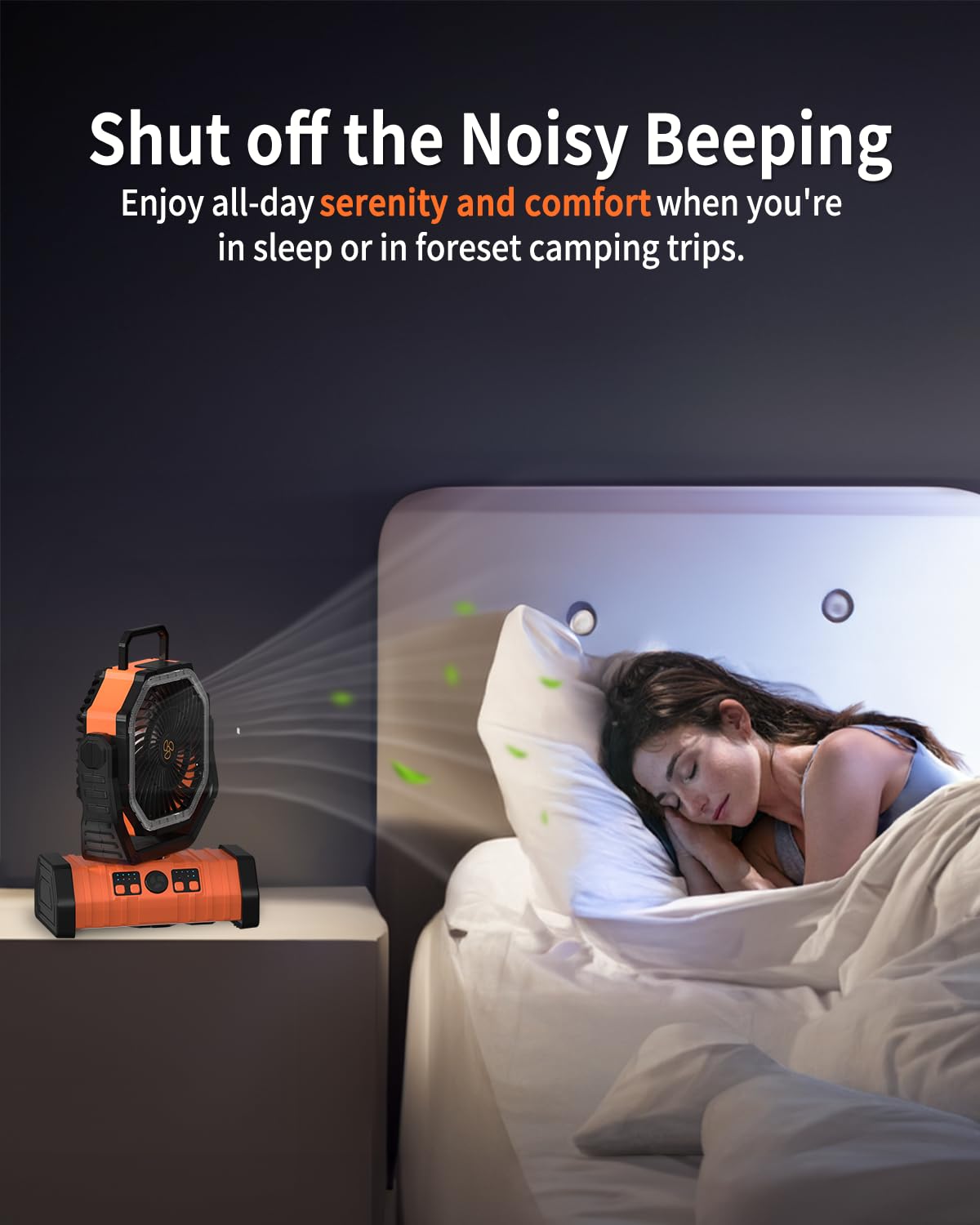 ADUST Camping Fan Battery Powered 20000mAh Outdoor Tent Fans - Orange