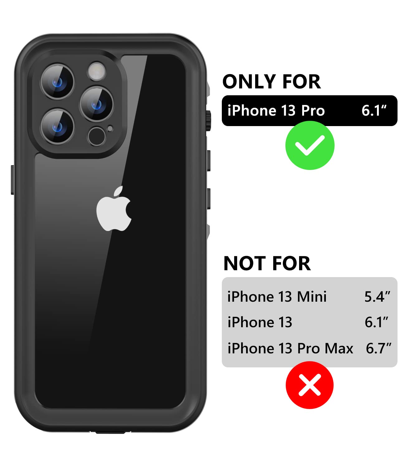 Protebox for iPhone 13 Pro Waterproof Case with Built-in Screen Protector, Shockproof Dustproof Full Body Protective IP68 Waterproof Phone Case
