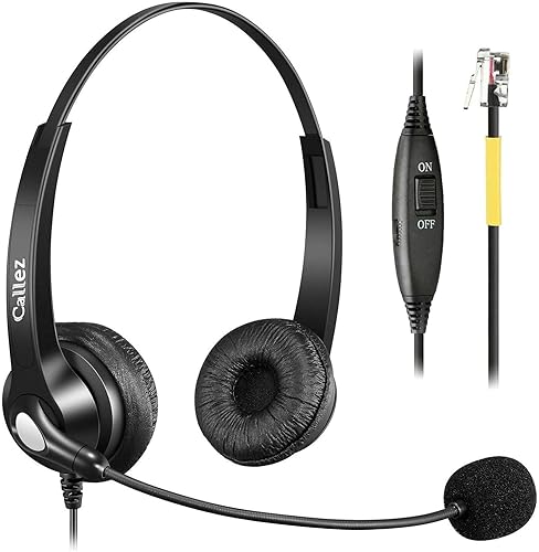 Callez Office Phone Headset with Microphone Noise Cancelling, RJ9 Telephone Headsets Compatible with Yealink VoIP Phone T46S T48S T42S T23G T27G T29G