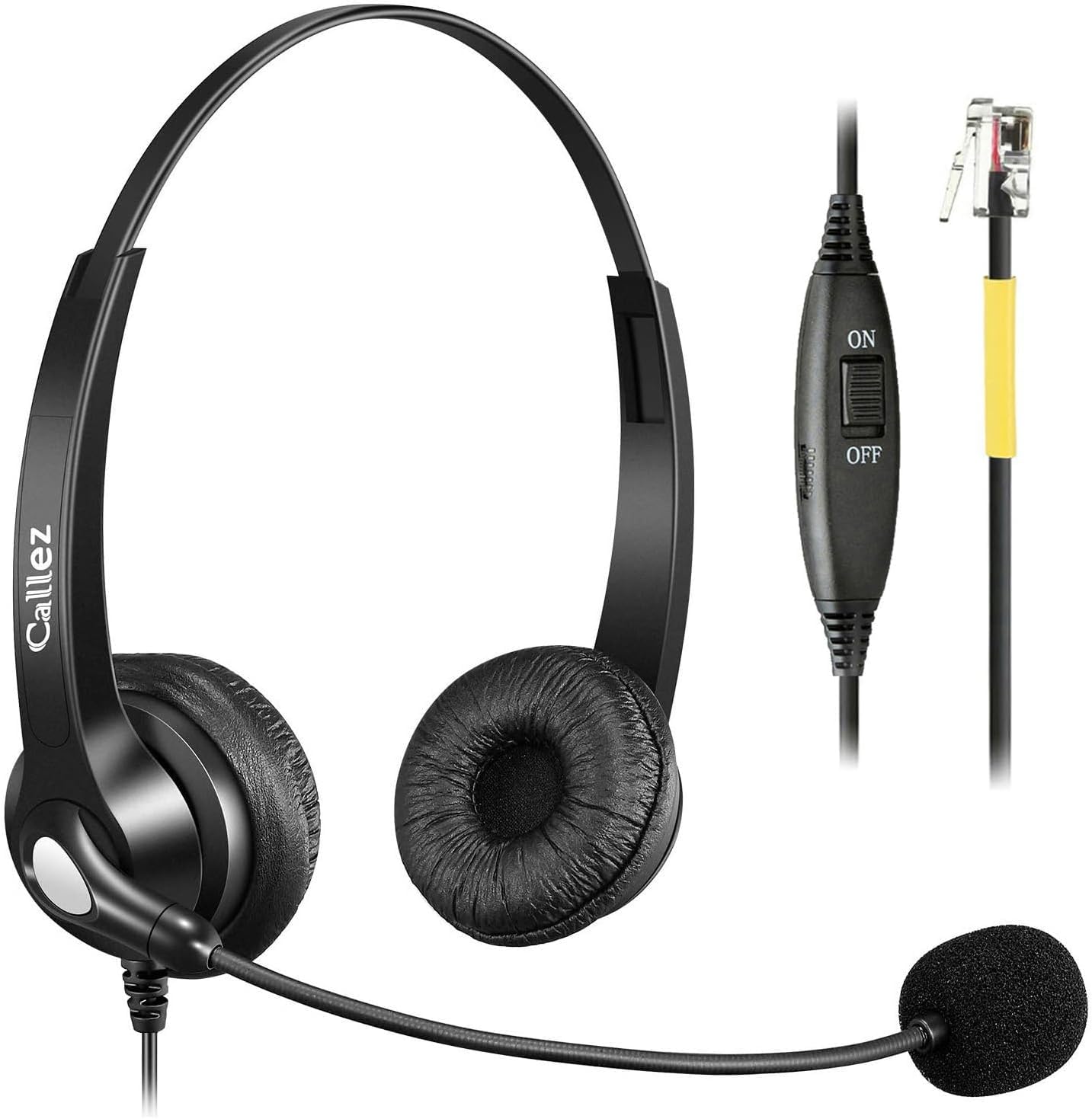 Callez Office Phone Headset with Microphone Noise Cancelling, RJ9 Telephone Headsets Compatible with Yealink VoIP Phone T46S T48S T42S T23G T27G T29G