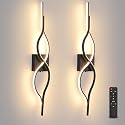Battery Operated Wall Sconces Set of 2, Black 31.4'' LED Dimmable Wall Sconce with Remote Control, Adjustable Color Temperature Brightness for Living