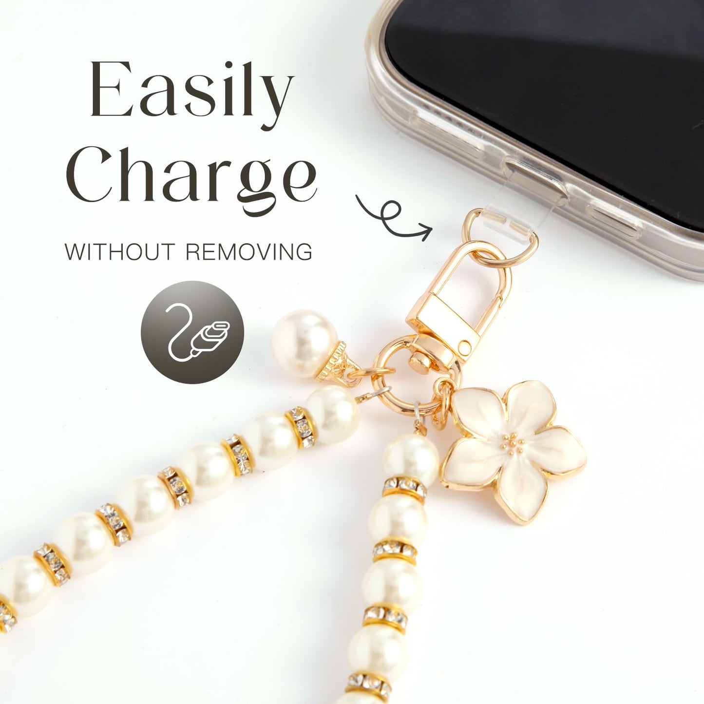 Fancy Beaded Cell Phone Wrist Strap, Hands-Free Cute Wristlet Chain Bracelet, Detachable Lanyard for iPhone, Samsung and Most Smartphones - Anti-Lost