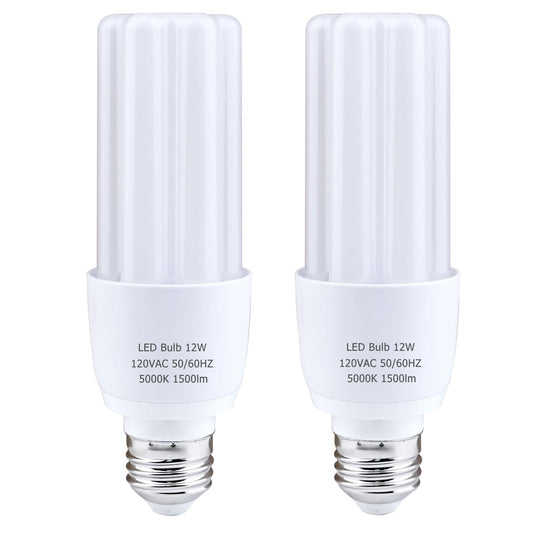 LEDBEFINE 100 Watt LED Bulb Equivalent, CFL T2 LED Light Bulb, Daylight White 5000K, Energy Efficient 12W LED Bulb 1500 lumens, Non-dimmable, 2-Pack