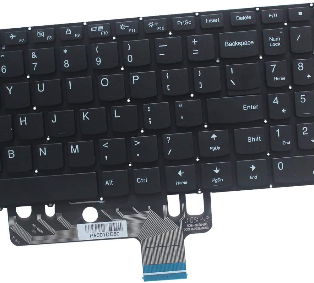 BaoRuiNan New Laptop Replacement Keyboard for Lenovo Flex 4, 4-1570, 4-1580 - USB, 104 Keys, Ergonomic, QWERTY, Black