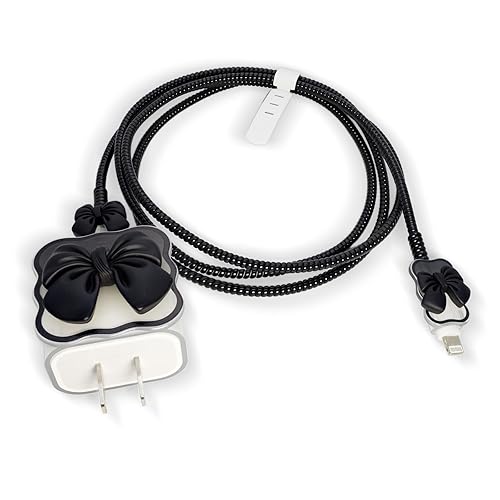 zougon Compatible with iPhone 18W/20W USB-C Charger Cover Cute 3D Bow Tie Design Clear Soft Charger Protector Kawaii Cable Saver for iPhone 11 12 13