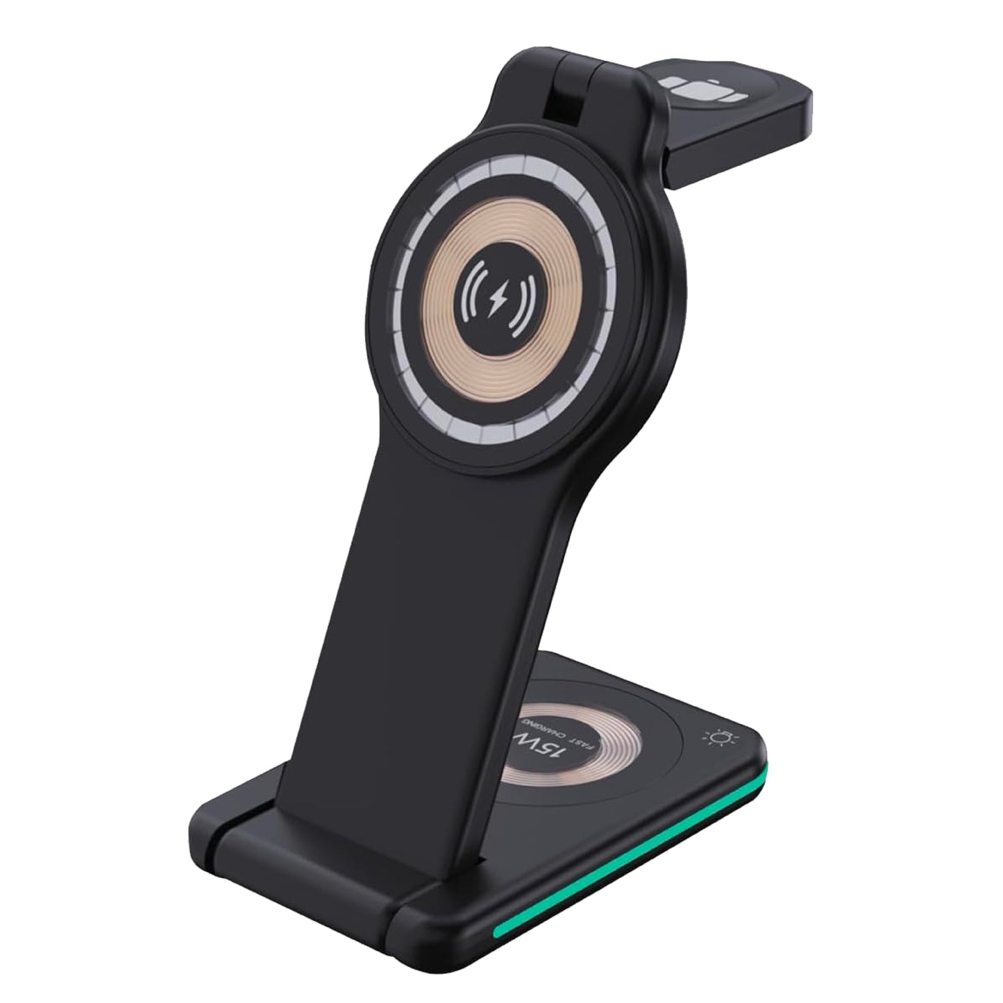 OTM Essentials 3-in-1 Wireless Charger, Fast Charging Station for iPhone, Smartwatch, and Wireless Earbuds, Portable Power Bank, Sleek, Space-Saving