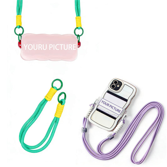 LOVEVEN A Phone Lanyard with Customizable Photos, Paired with A Crossbody Phone Strap and A Phone Wrist Strap. (2, green)